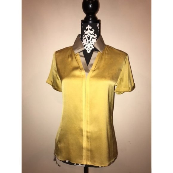 Elie Tahari Tops Elite Tahiti Yellow Mustard Silk Shirt Sleeve
